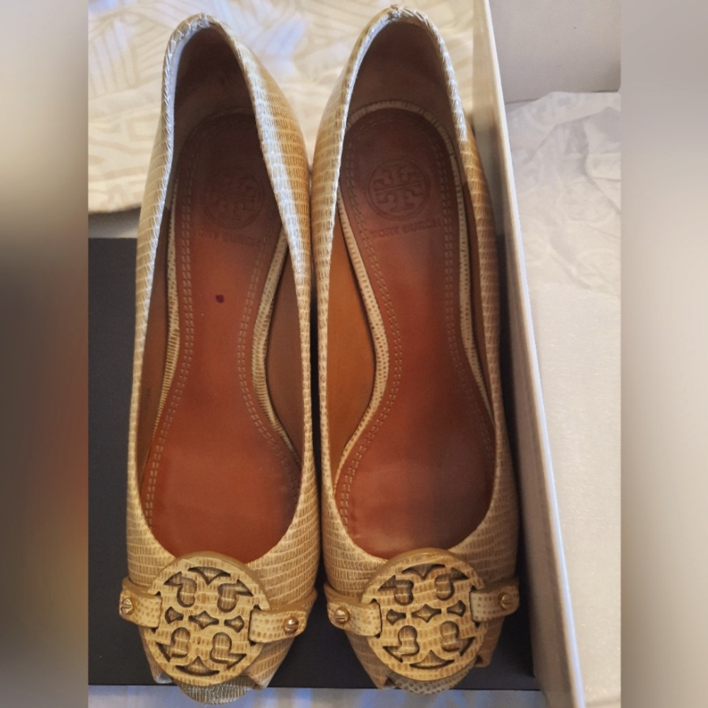 Tory Burch wedge open toe pump